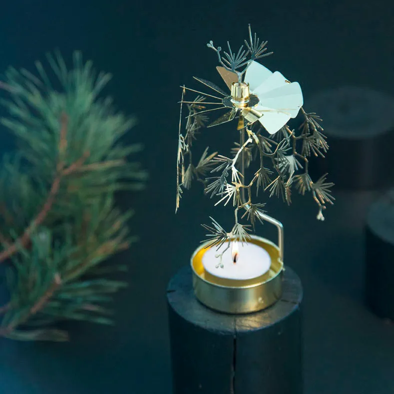Tall Rotary candle holder, Gold Pluto Design
