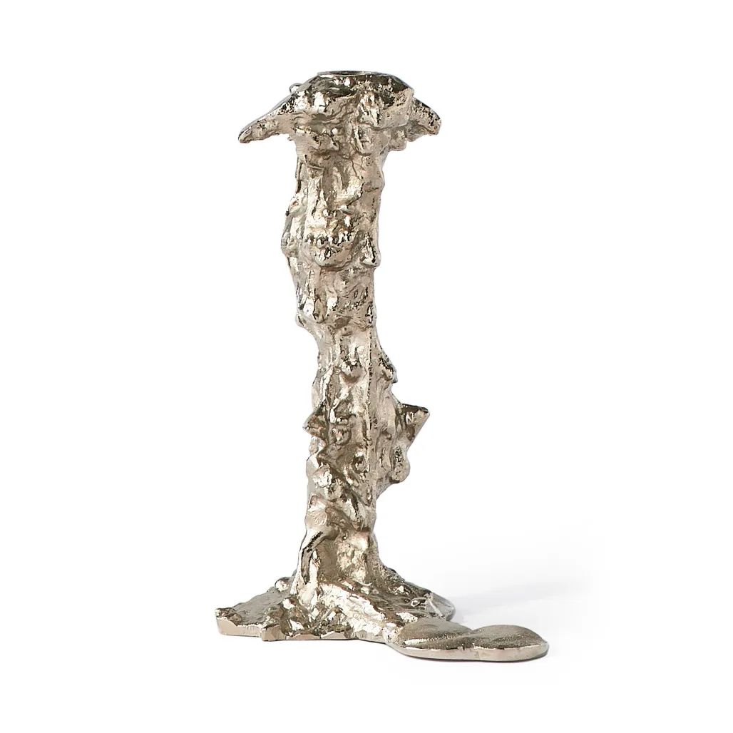 Drip candlestick L 25 cm, Silver POLSPOTTEN