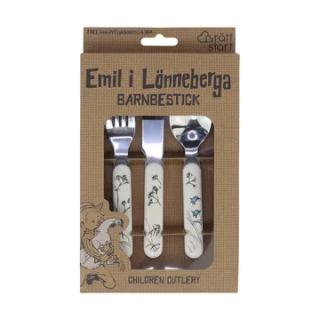 Emil i Lönneberga children's cutlery 3 pieces - White - Rätt Start