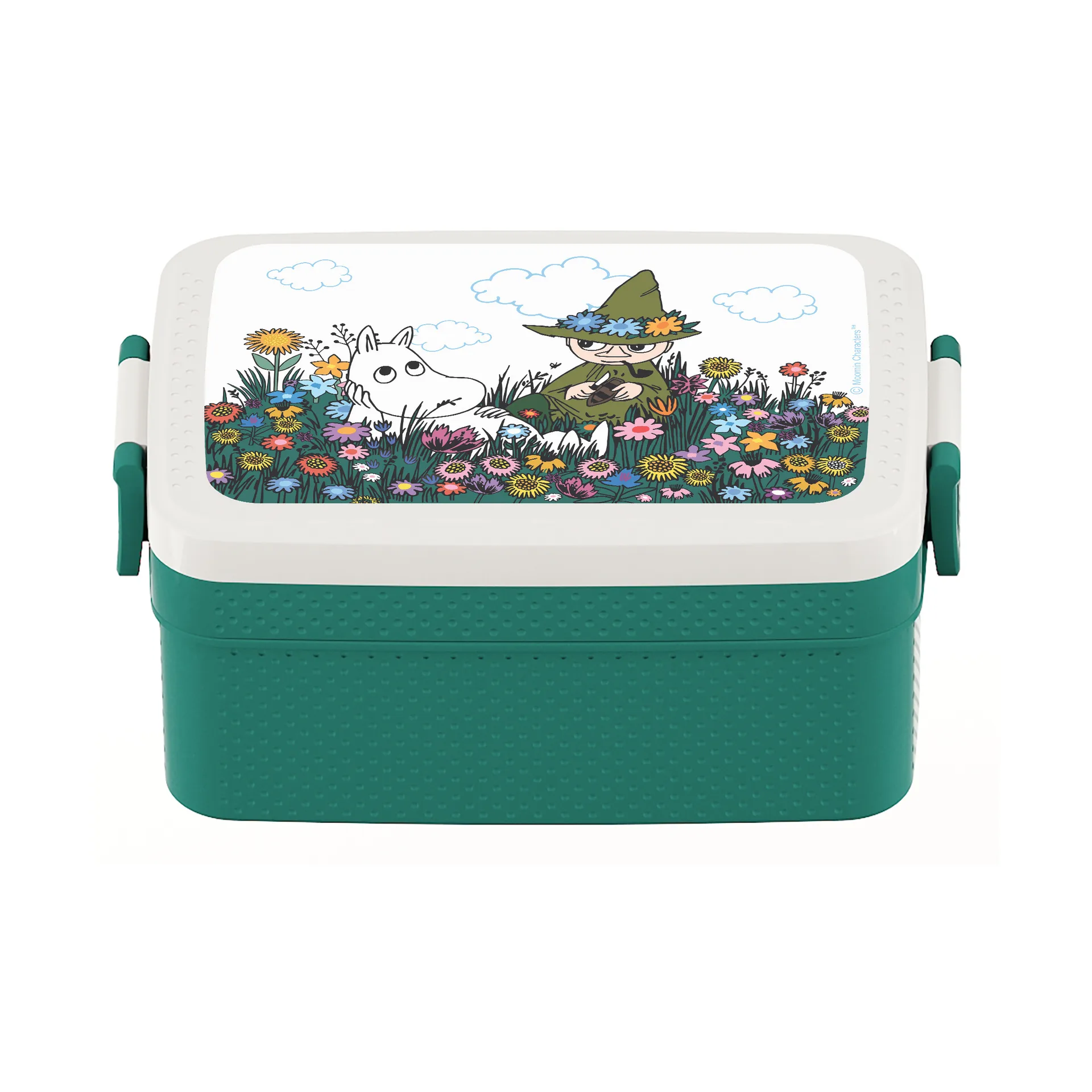 Moomin Meadow lunch box 12x18.5 cm, Green Rätt Start