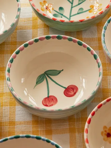Rice ceramic bowl 35 cl - Cherry-blue - RICE