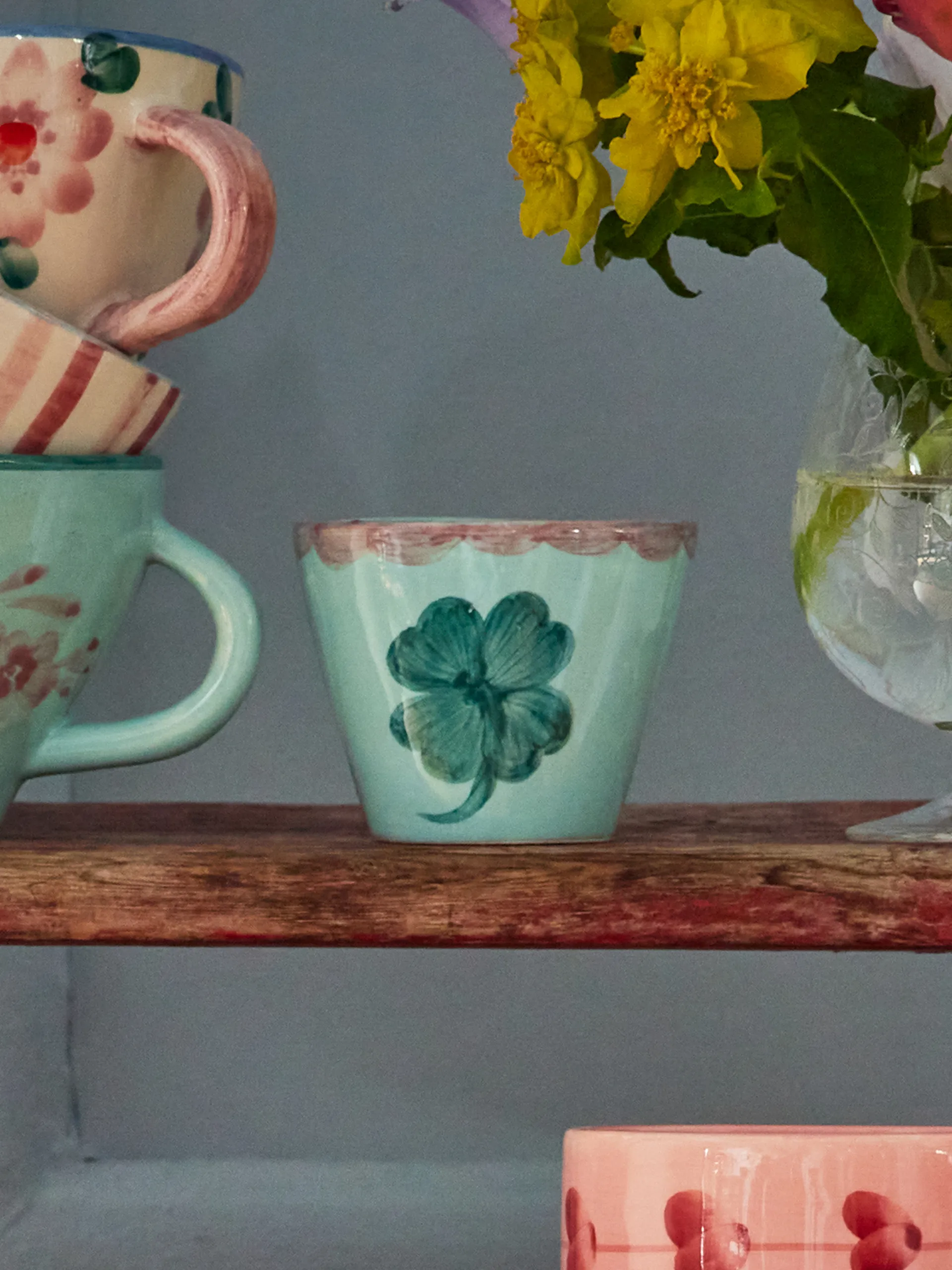 Rice ceramic espresso cup 7 cl, Good Luck Clover RICE