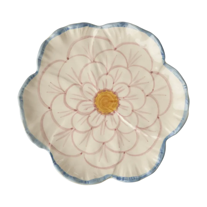 Rice Flower plate Ø19.5 cm - Blue border - RICE