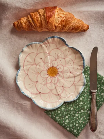 Rice Flower plate Ø19.5 cm - Blue border - RICE