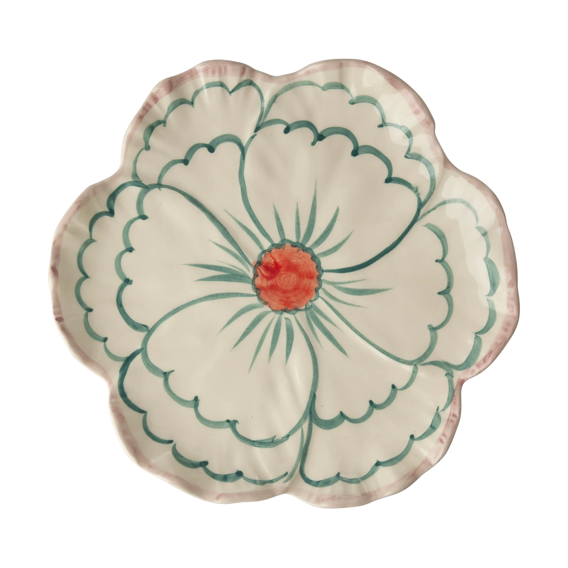 Rice Flower plate Ø19.5 cm, Pink border RICE