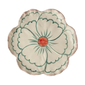 Rice Flower plate Ø19.5 cm - Pink border - RICE