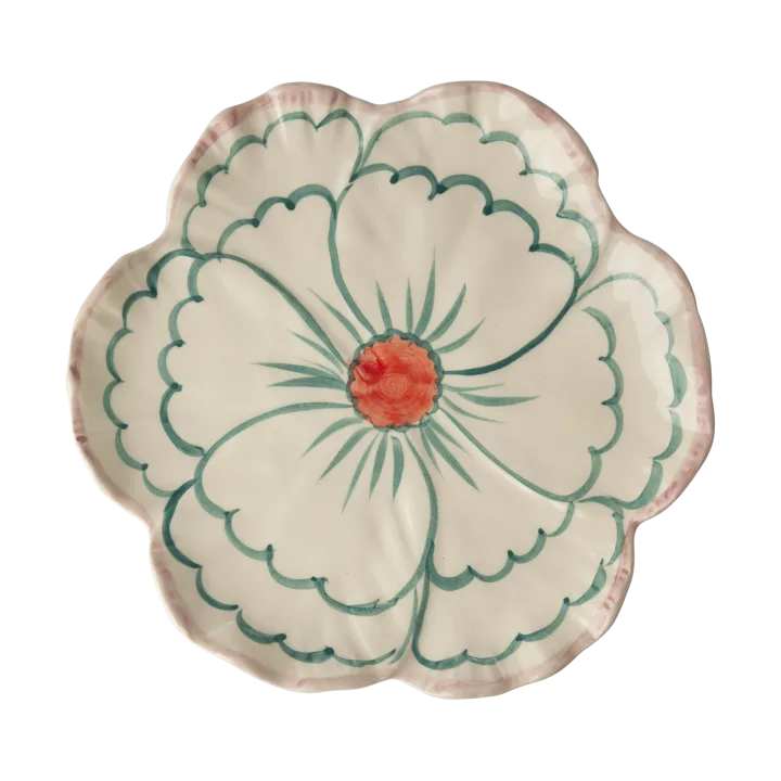 Rice Flower plate Ø19.5 cm - Pink border - RICE