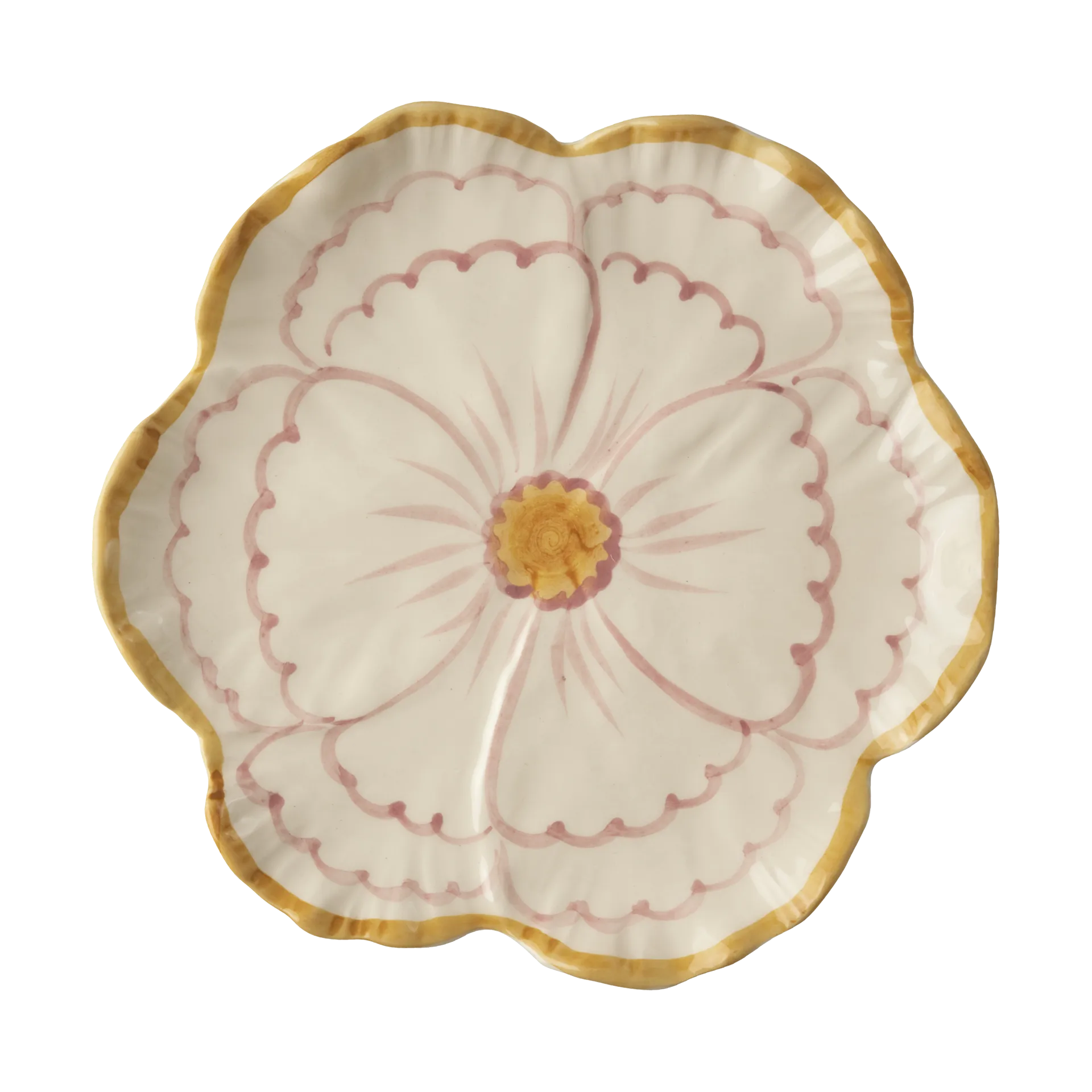 Rice Flower plate Ø19.5 cm, Yellow border RICE