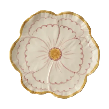Rice Flower plate Ø19.5 cm - Yellow border - RICE