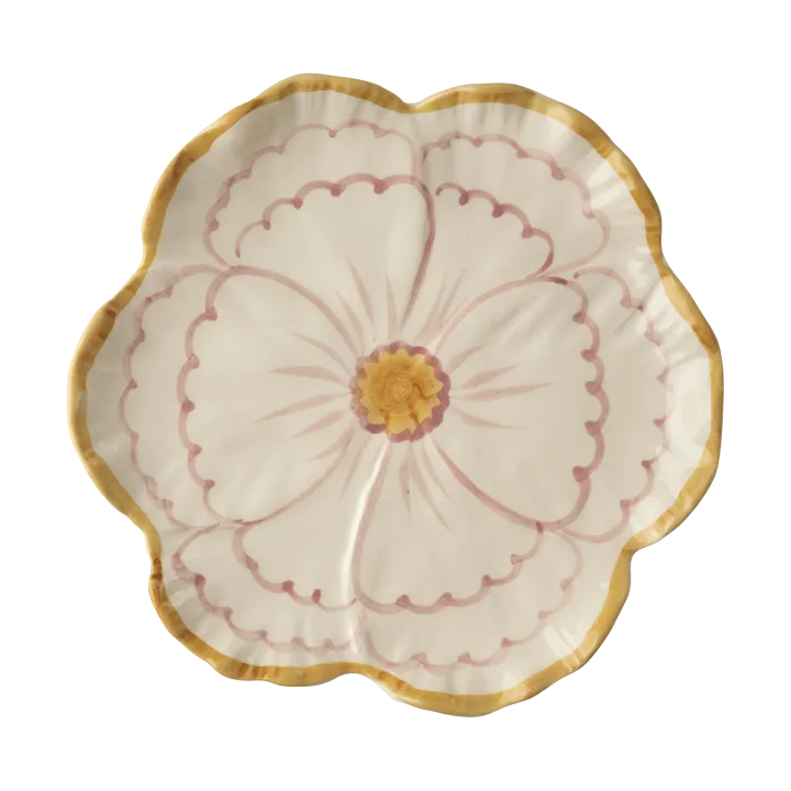 Rice Flower plate Ø19.5 cm - Yellow border - RICE
