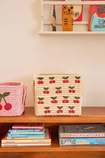 Rice raffia basket with handle 30x30 cm - Cherry - RICE