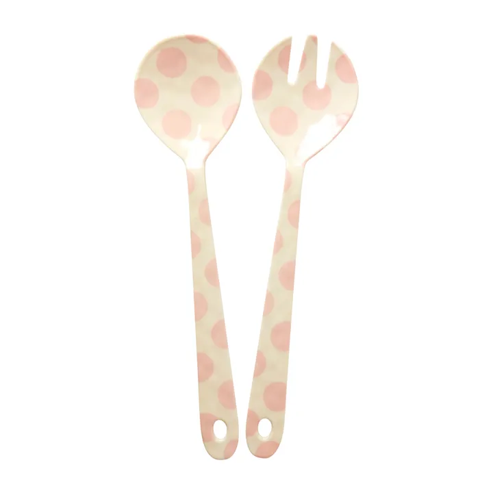 Rice salad servers melamine 2 pieces - Pink dots - RICE