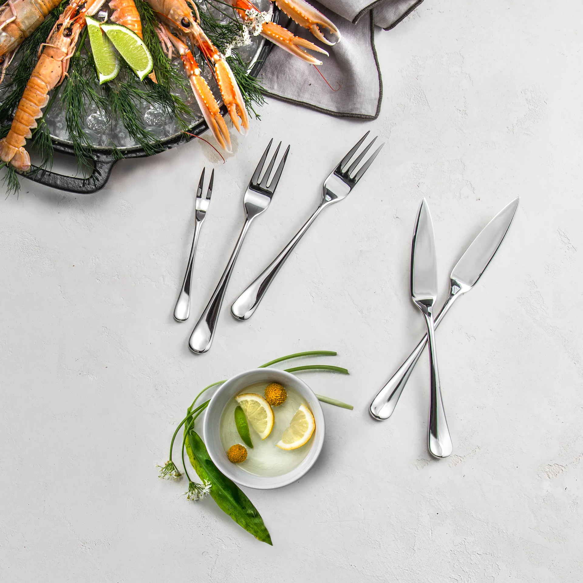 Radford fish fork mirror, Stainless steel Robert Welch