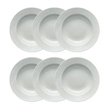 Swedish Grace deep plate 25 cm 6-pack Mist(grey) - Rörstrand
