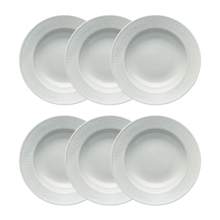 Swedish Grace deep plate 25 cm 6-pack Mist(grey) - Rörstrand