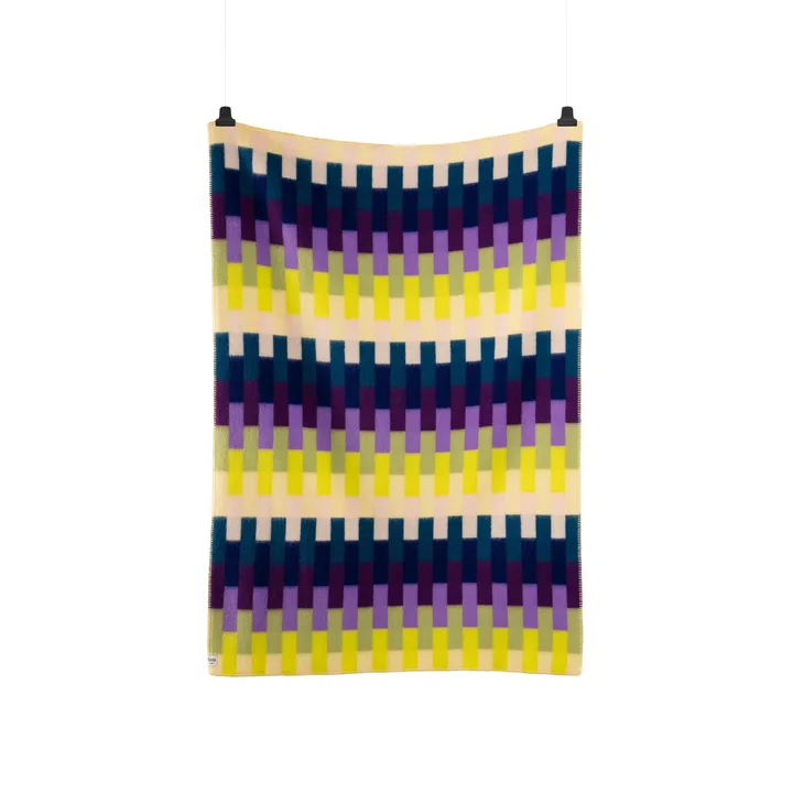 Åsmund bold blanket 135x200 cm - Yellow-blue - Røros Tweed