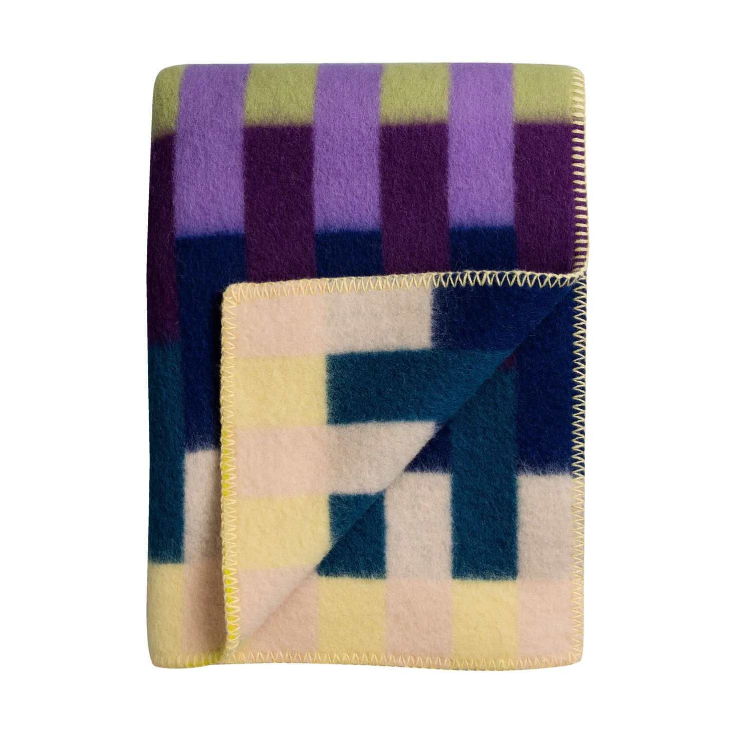Åsmund bold blanket 135x200 cm, Yellow-blue Røros Tweed