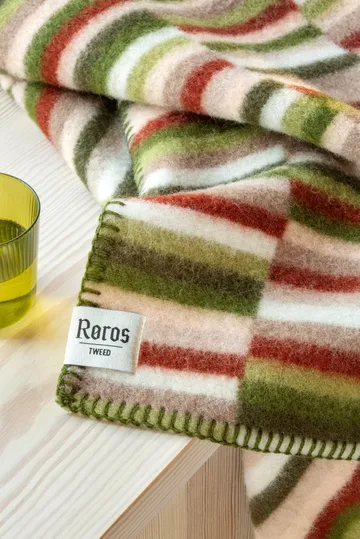 Ida blanket 135x200 cm - Olive burgundy - Røros Tweed