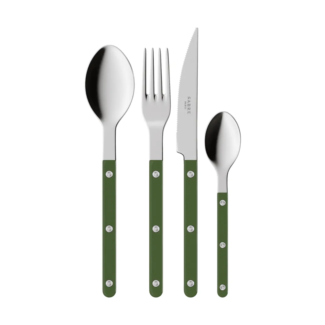 Bistrot solid cutlery set 4 pieces, Green SABRE Paris