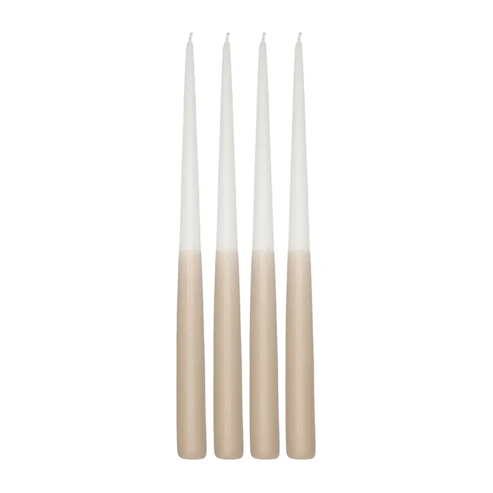 Affinity two-toned long candles 4 pack 32 cm - White-sand - Scandi Essentials