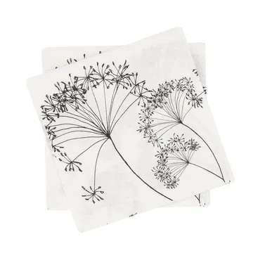 Botanical paper napkin - White-black, 20-pack, 33x33 cm - Scandi Essentials
