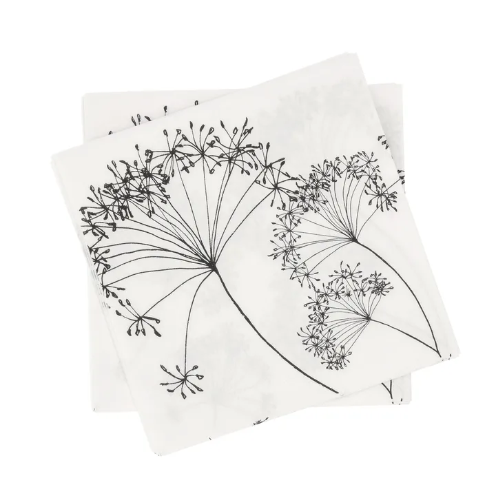 Botanical paper napkin - White-black, 20-pack, 33x33 cm - Scandi Essentials