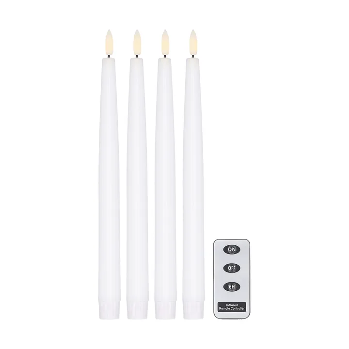 Bright LED-candle 28.5 cm 4-pack with remote control  - White - Scandi Essentials