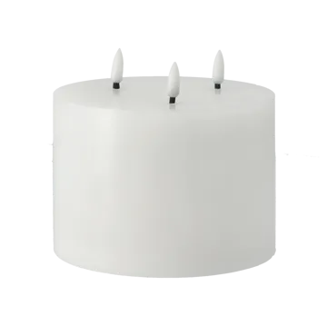 Bright Melt block candle LED 3 wicks 13 cm - White - Scandi Essentials