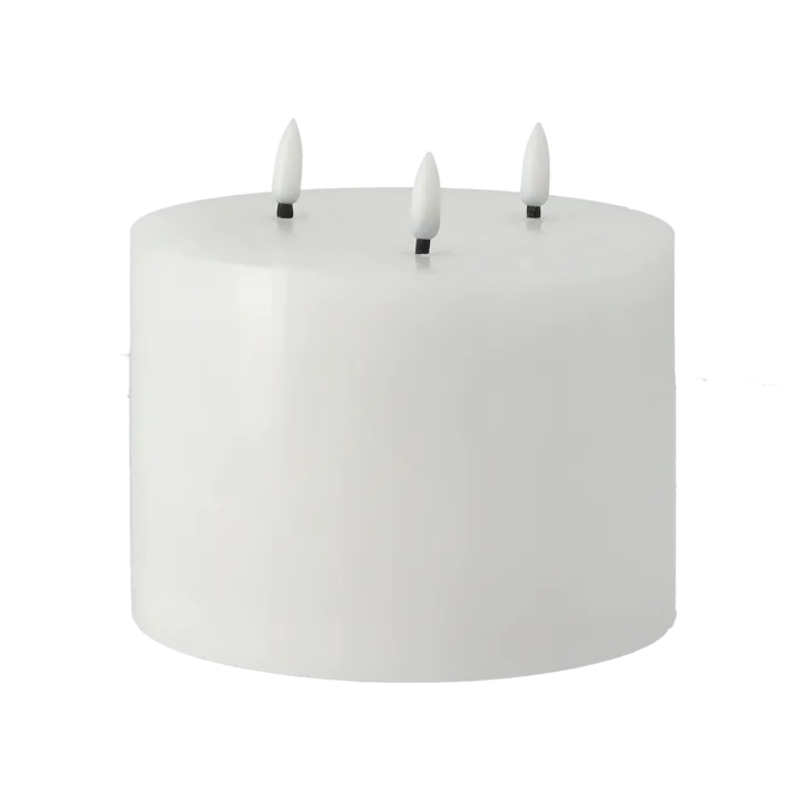 Bright Melt block candle LED 3 wicks 13 cm - White - Scandi Essentials