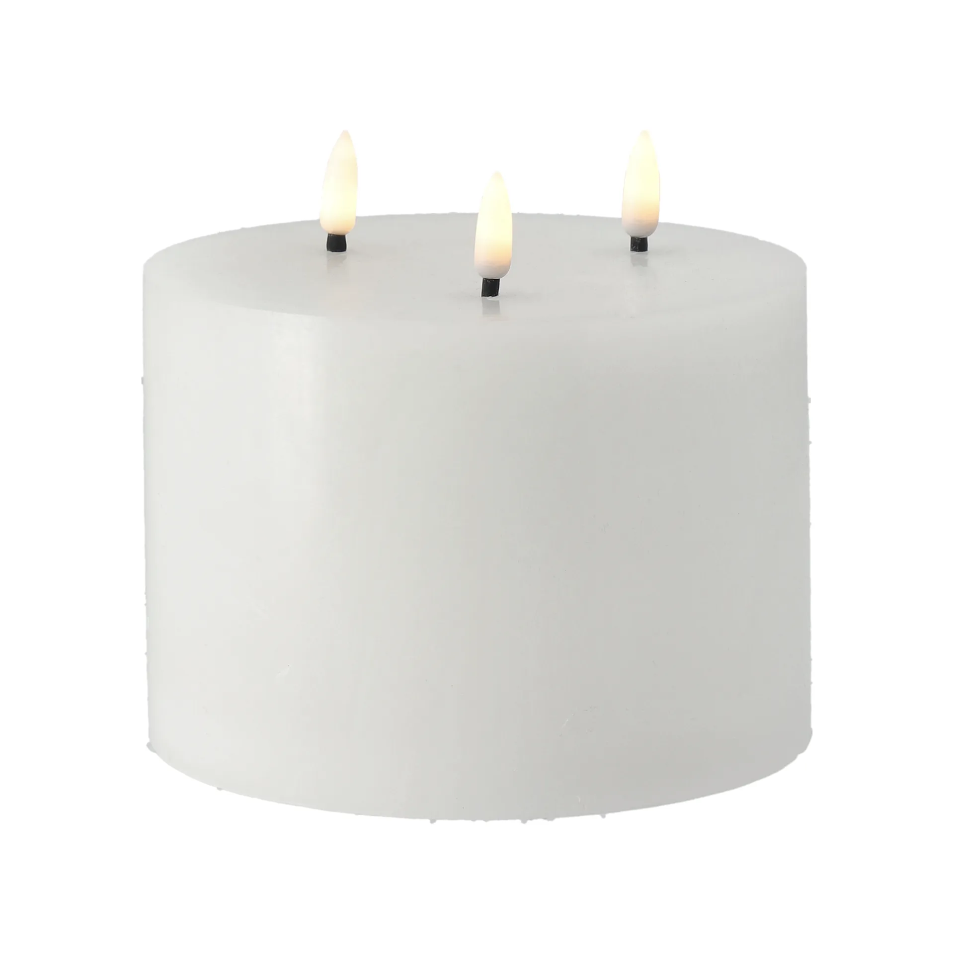 Bright Melt block candle LED 3 wicks 13 cm, White Scandi Essentials