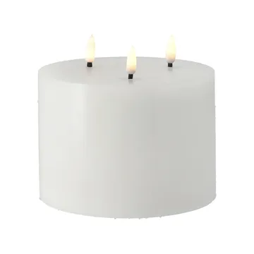 Bright Melt block candle LED 3 wicks 13 cm - White - Scandi Essentials