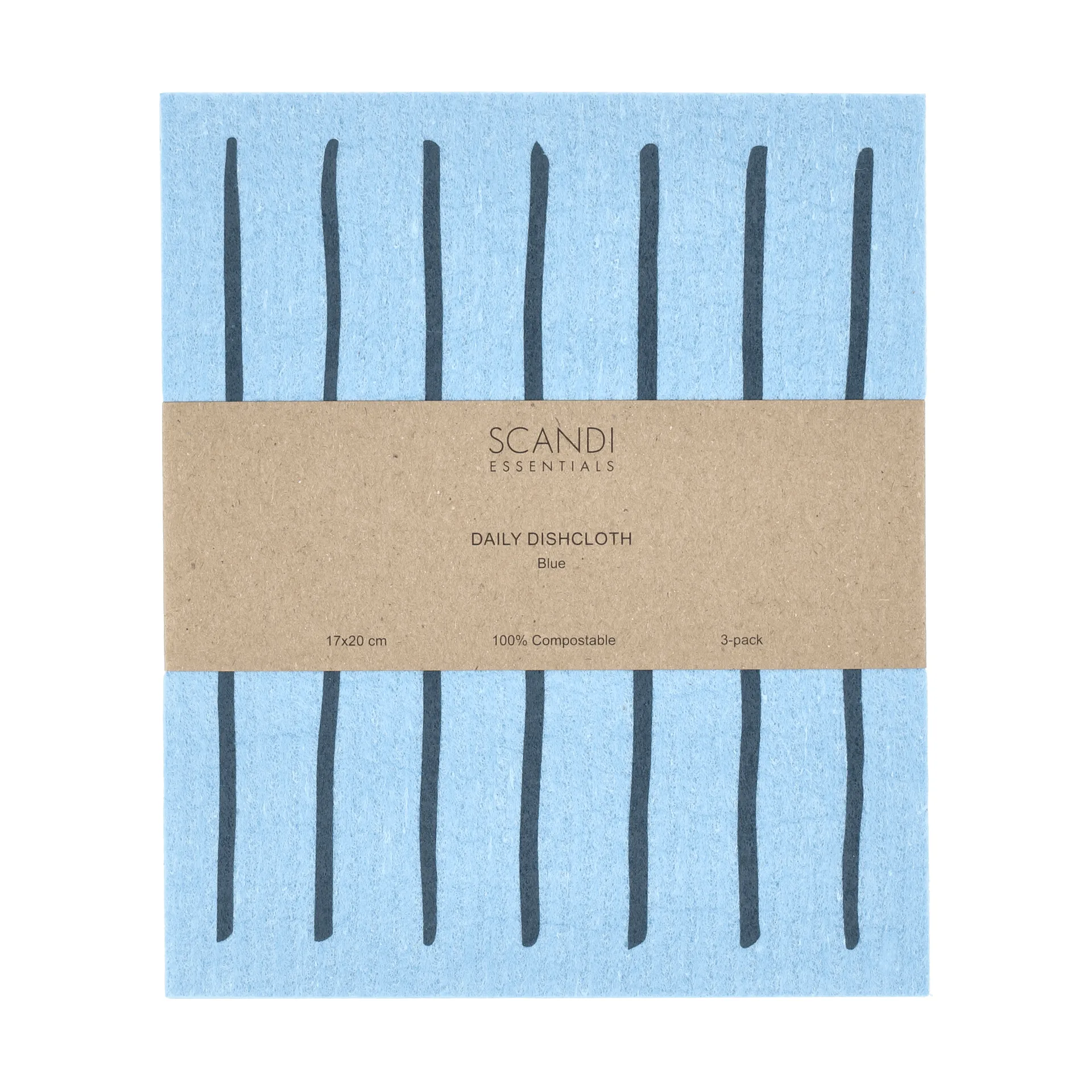 Daily patterned dishcloth, Blue, 3-pack Scandi Essentials