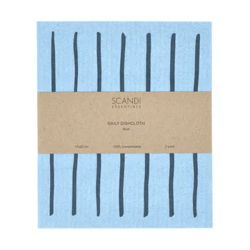 Daily patterned dishcloth - Blue, 3-pack - Scandi Essentials