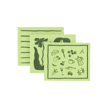 Daily patterned dishcloth - Green, 3-pack - Scandi Essentials