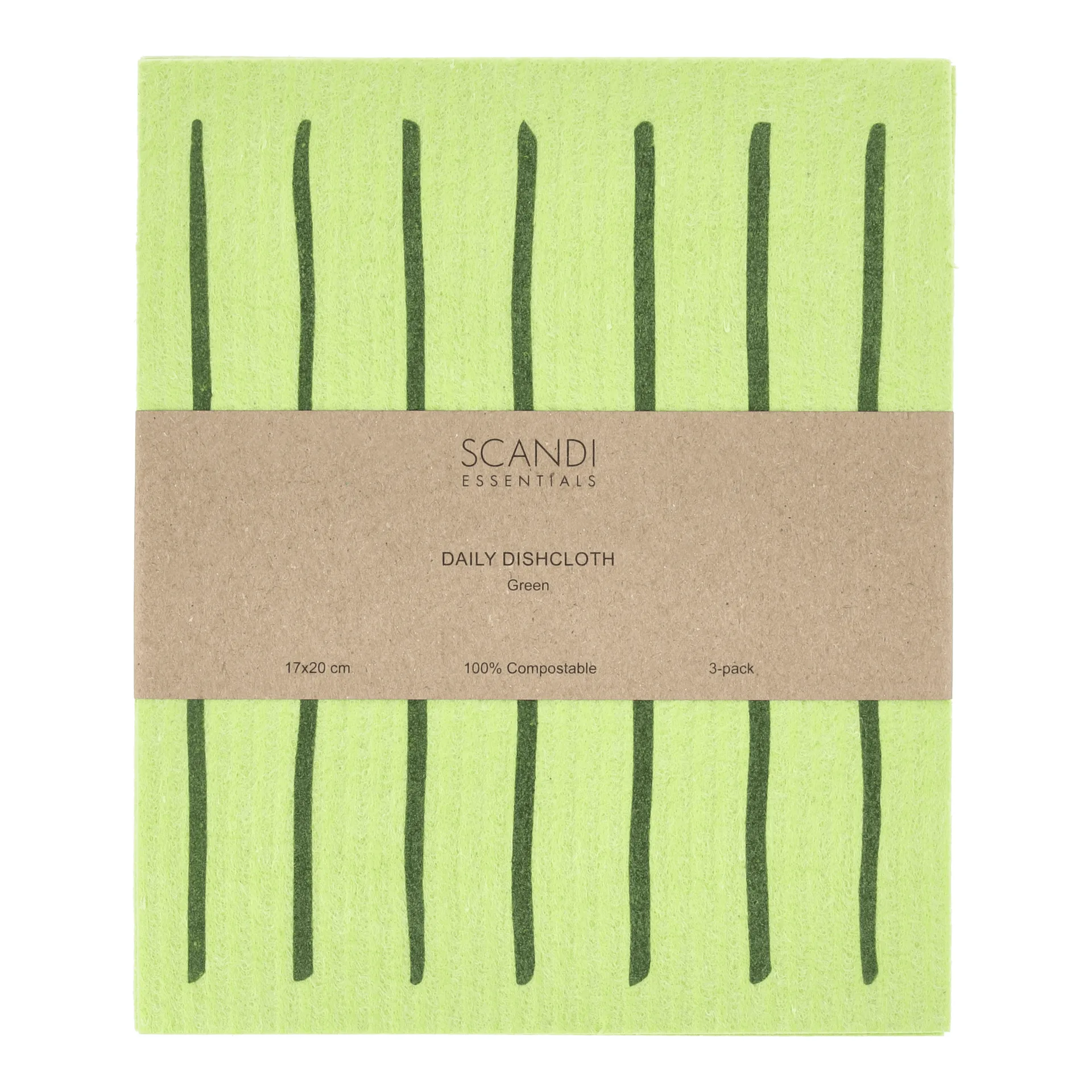 Daily patterned dishcloth, Green, 3-pack Scandi Essentials