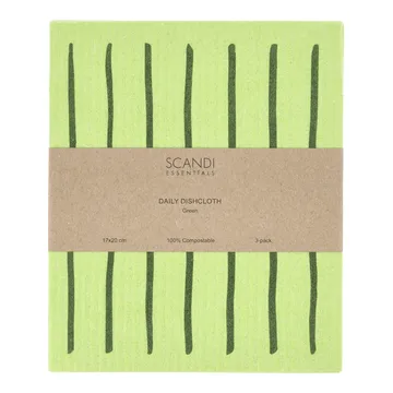 Daily patterned dishcloth - Green, 3-pack - Scandi Essentials