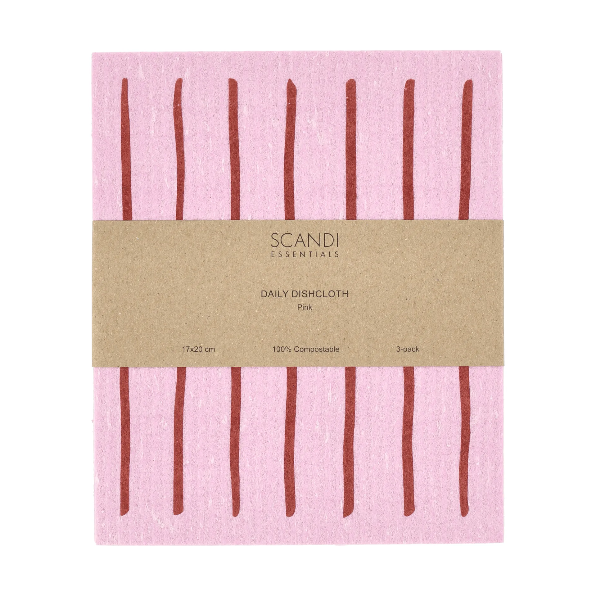 Daily patterned dishcloth, Pink, 3-pack Scandi Essentials