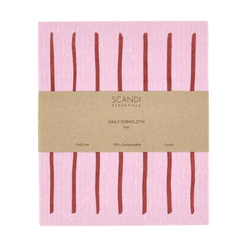 Daily patterned dishcloth - Pink, 3-pack - Scandi Essentials