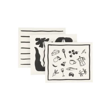 Daily patterned dishcloth - White, 3-pack - Scandi Essentials