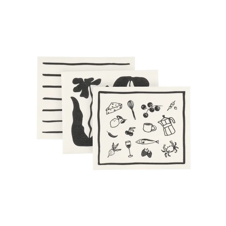 Daily patterned dishcloth - White, 3-pack - Scandi Essentials