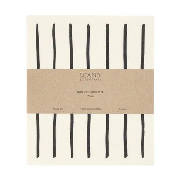 Daily patterned dishcloth - White, 3-pack - Scandi Essentials