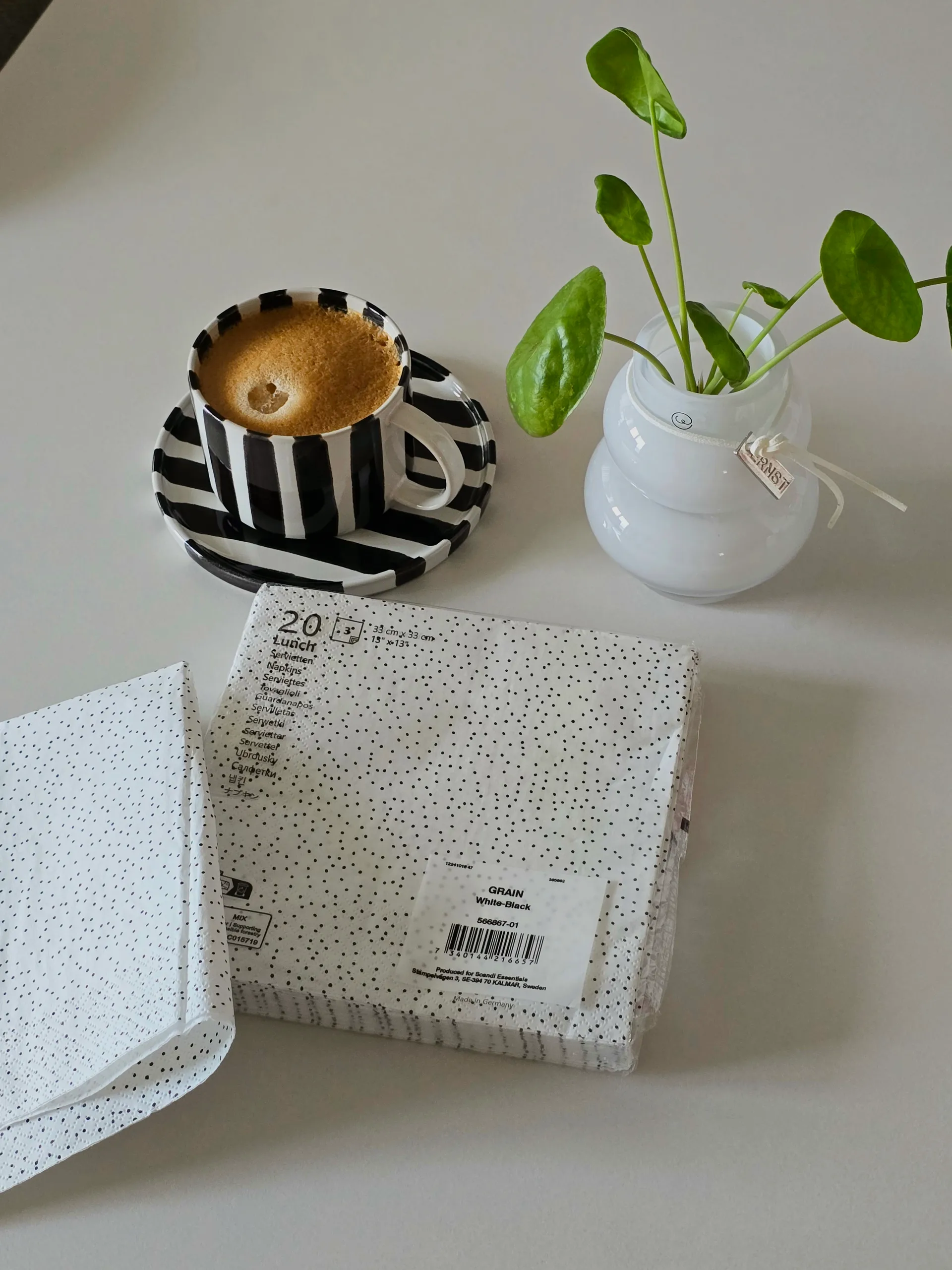 Grain napkins 33x33 cm 20 pack, white-black Scandi Essentials