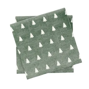 Linen trees serviette 33x33 cm 20-pack - Green-white - Scandi Essentials
