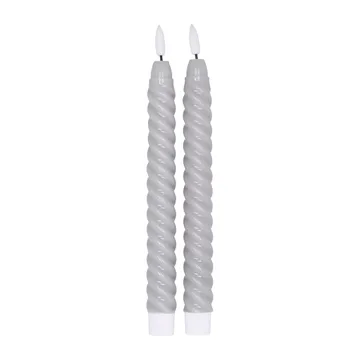 Twisted LED-candle 25 cm 2-pack - grey - Scandi Essentials