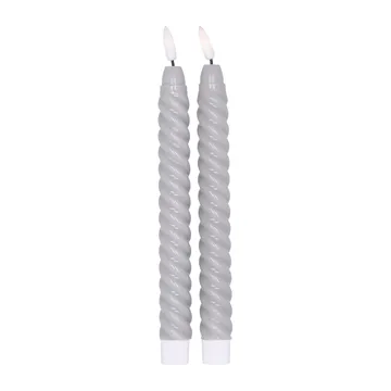 Twisted LED-candle 25 cm 2-pack - grey - Scandi Essentials