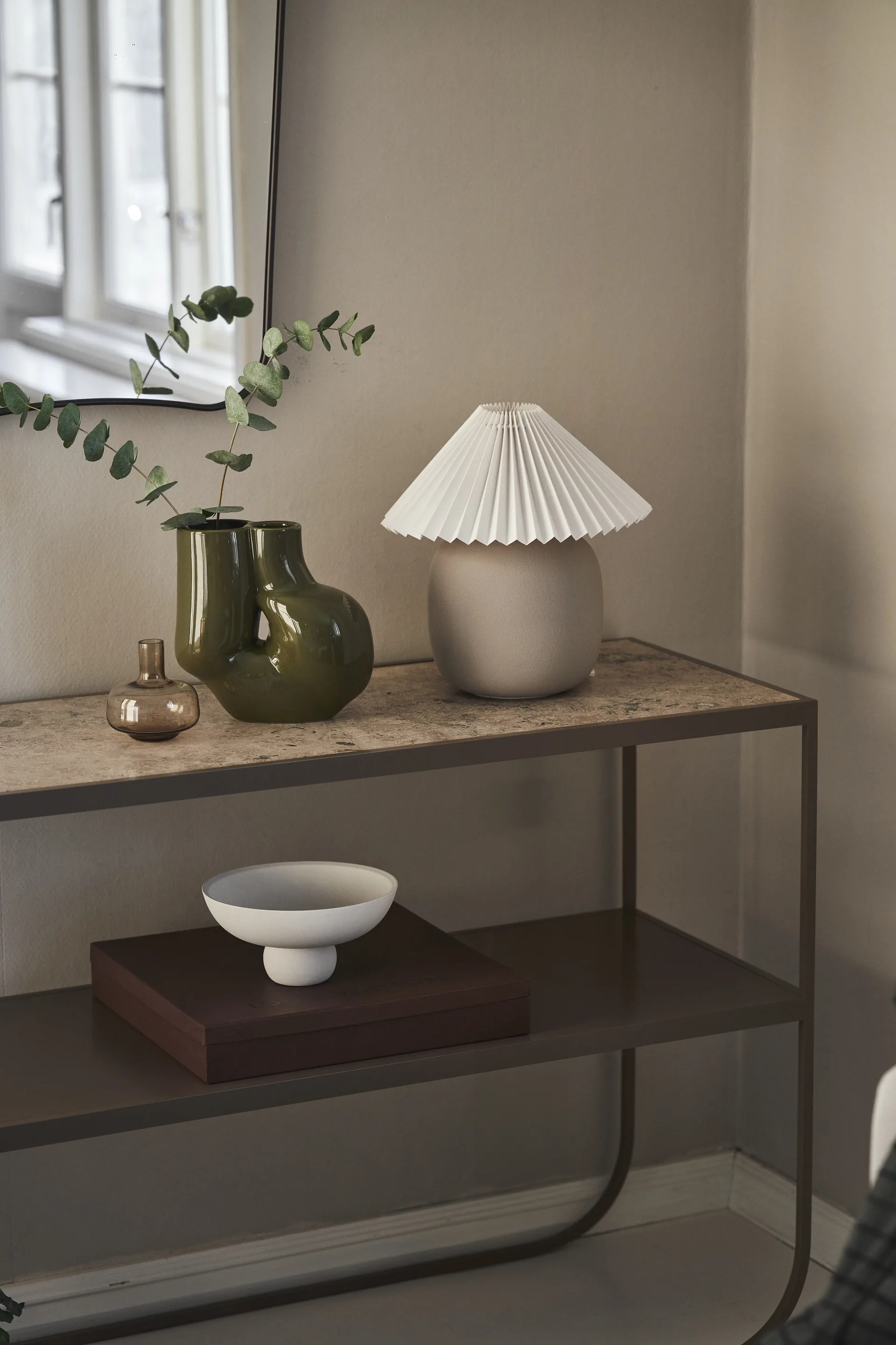 Boulder table lamp 29 cm grey-pleated white,  Scandi Living