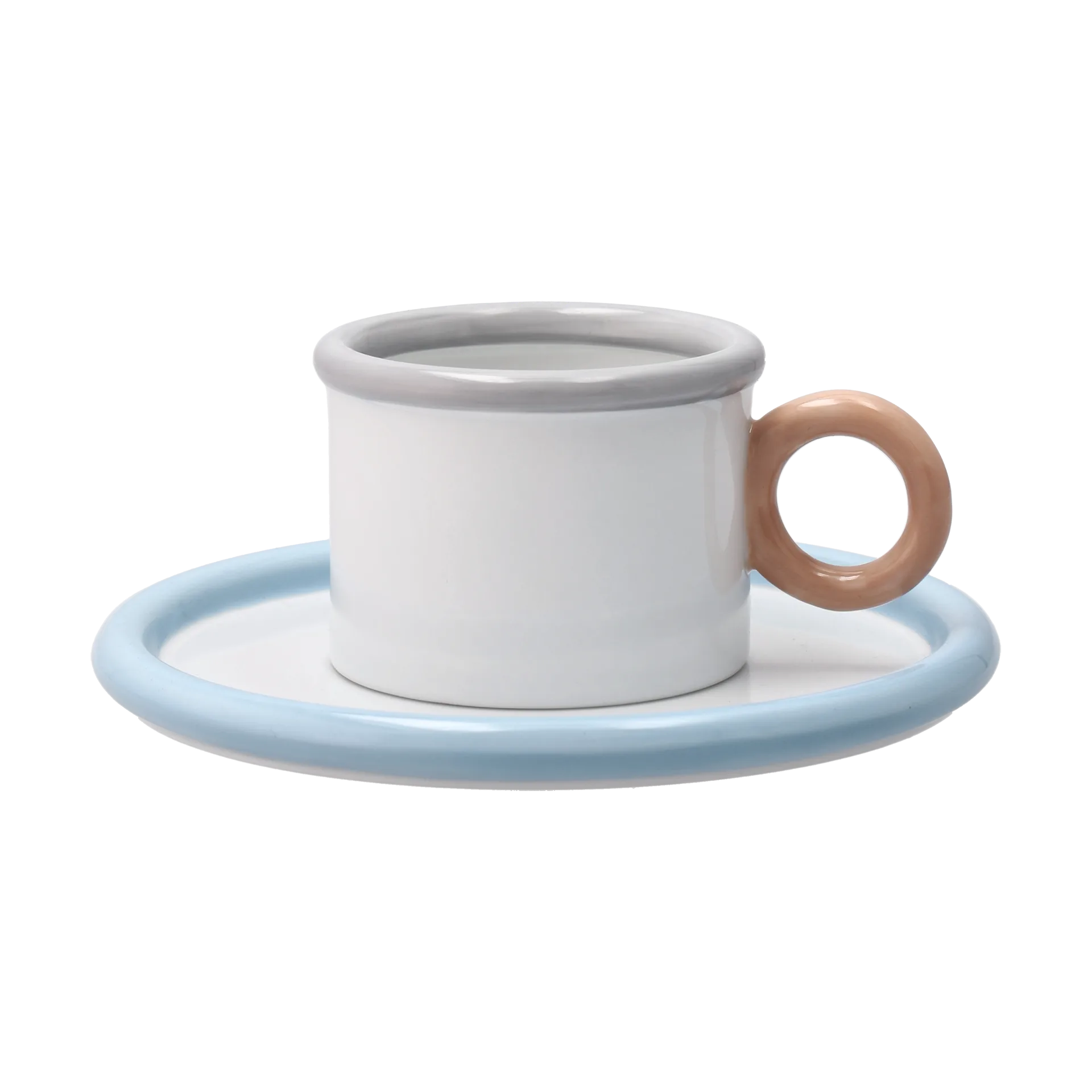 Chunky cup with saucer, Blue-grey Scandi Living