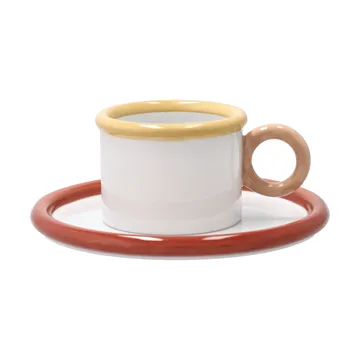 Chunky cup with saucer - Red-yellow - Scandi Living