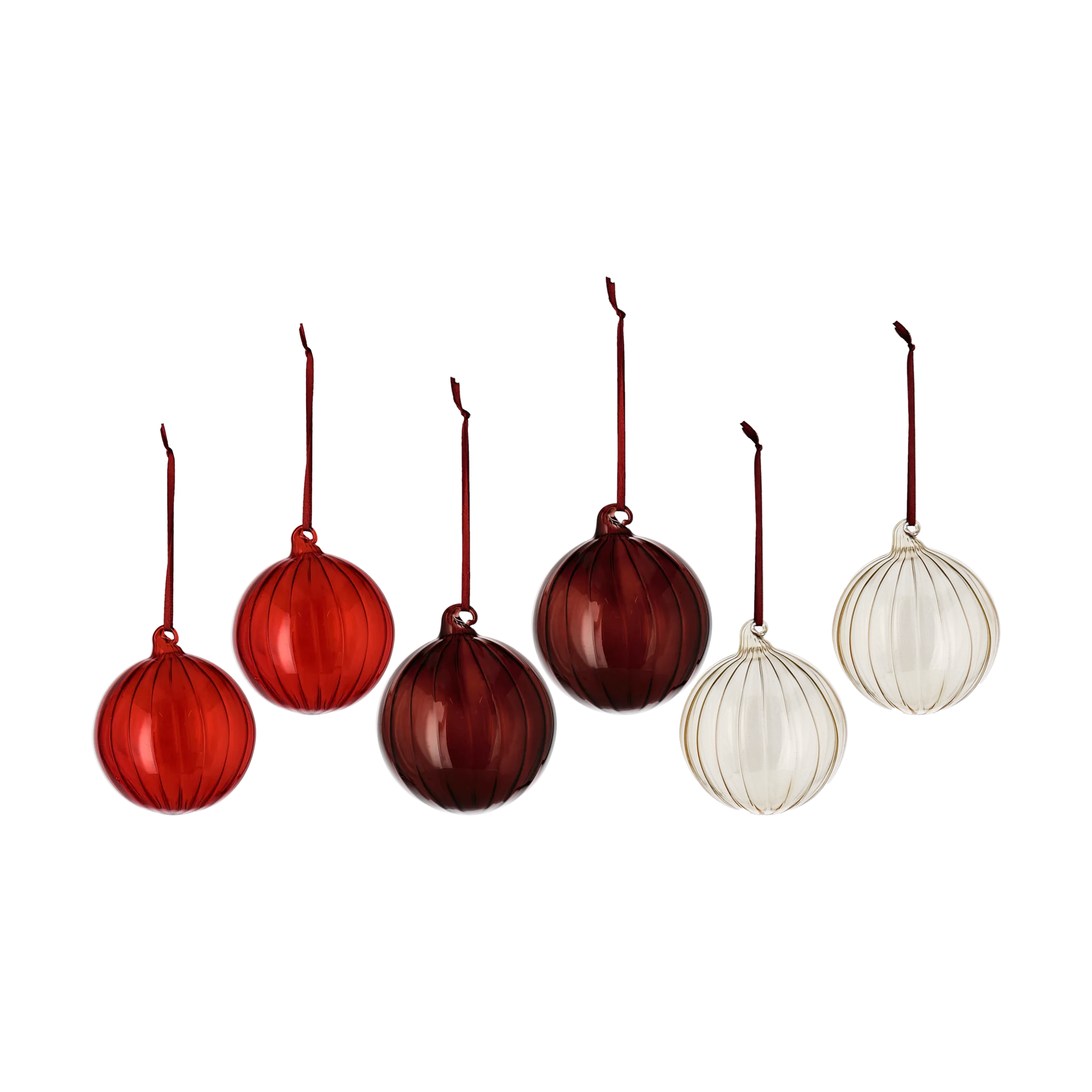 Clarity Christmas bauble Ø8 cm 6-pack, Red Scandi Living
