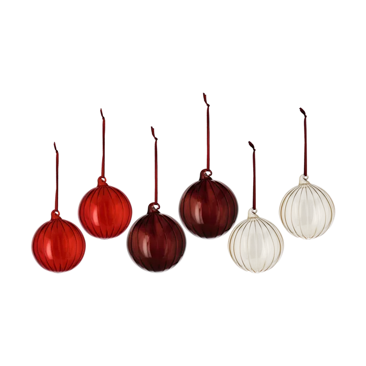 Clarity Christmas bauble Ø8 cm 6-pack - Red - Scandi Living